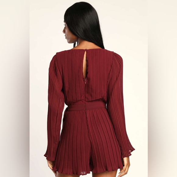 Lulus Pleated‎ Long Sleeve Skort Romper - Picture 4 of 11